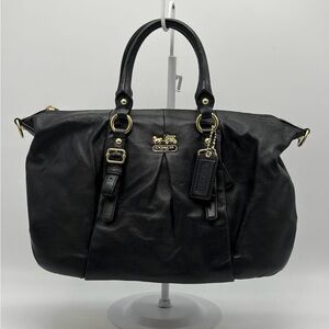 Coach Juliet Black Madison Leather Satchel with Gold Hardware